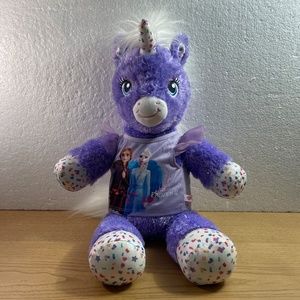 Build a Bear Purple Stardust Unicorn Wearing Frozen Shirt Stuffed Animal Sparkle